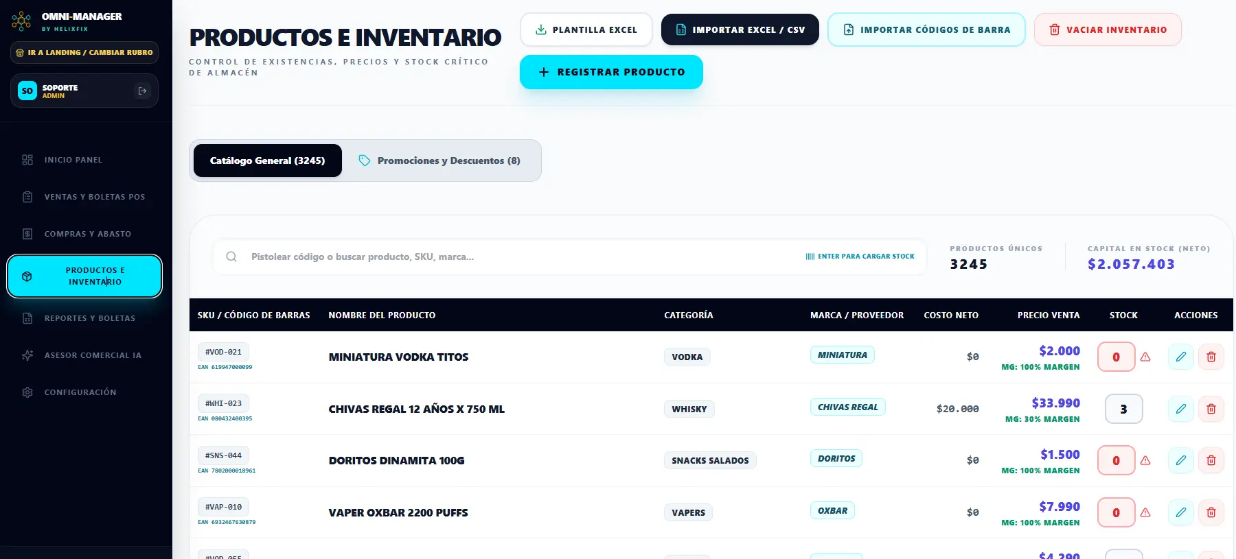 Inventario de Omni Manager